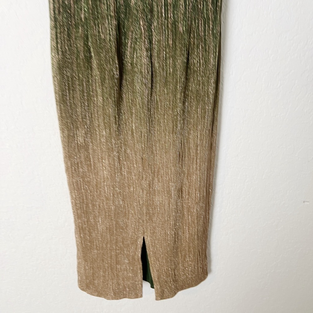 Dress The Population Gold and Green Metallic Midi Dress - Picture 7 of 8